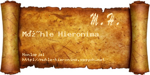 Mühle Hieronima névjegykártya